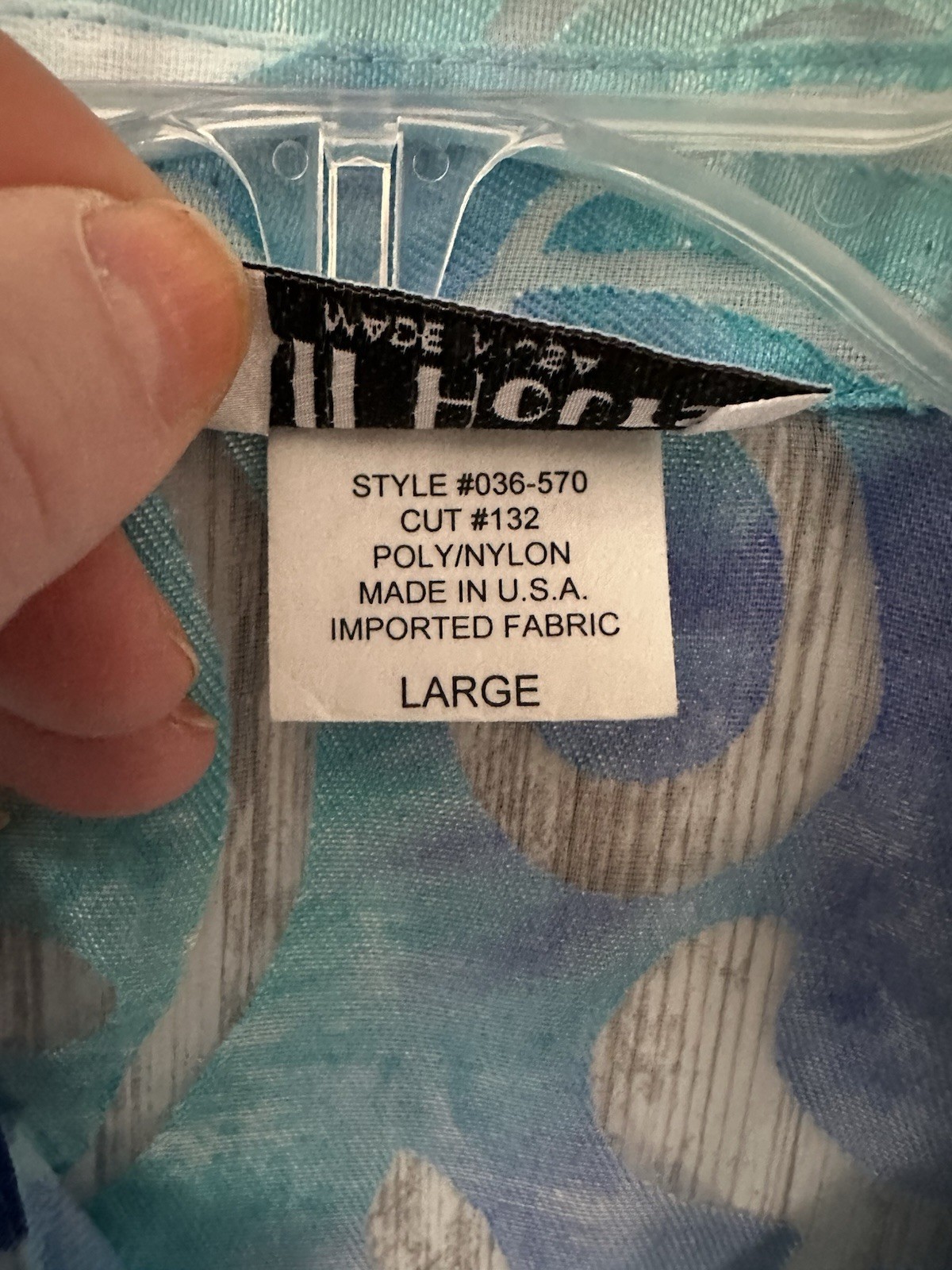 ALL HOURS Womens Size L Turquoise/Blue Scroll Semi-Sheer Button Front Blouse USA