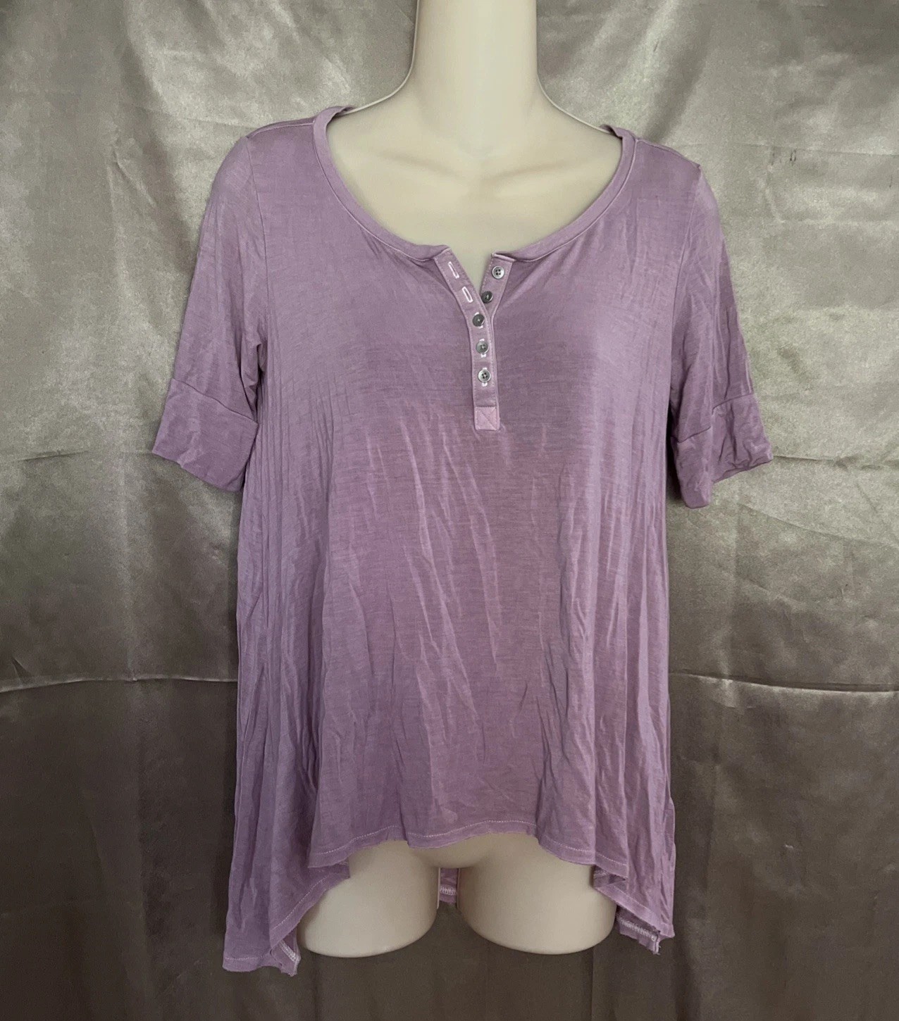 Y2K Vintage American Eagle Soft & Sexy Mauve Henley Babydoll Blouse Women’s S