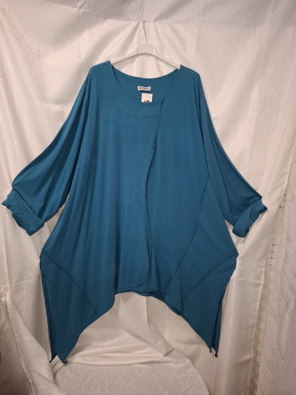 Labass tunic long shirt T-shirt petrol 50 52 54 56 Italy cotton zipped