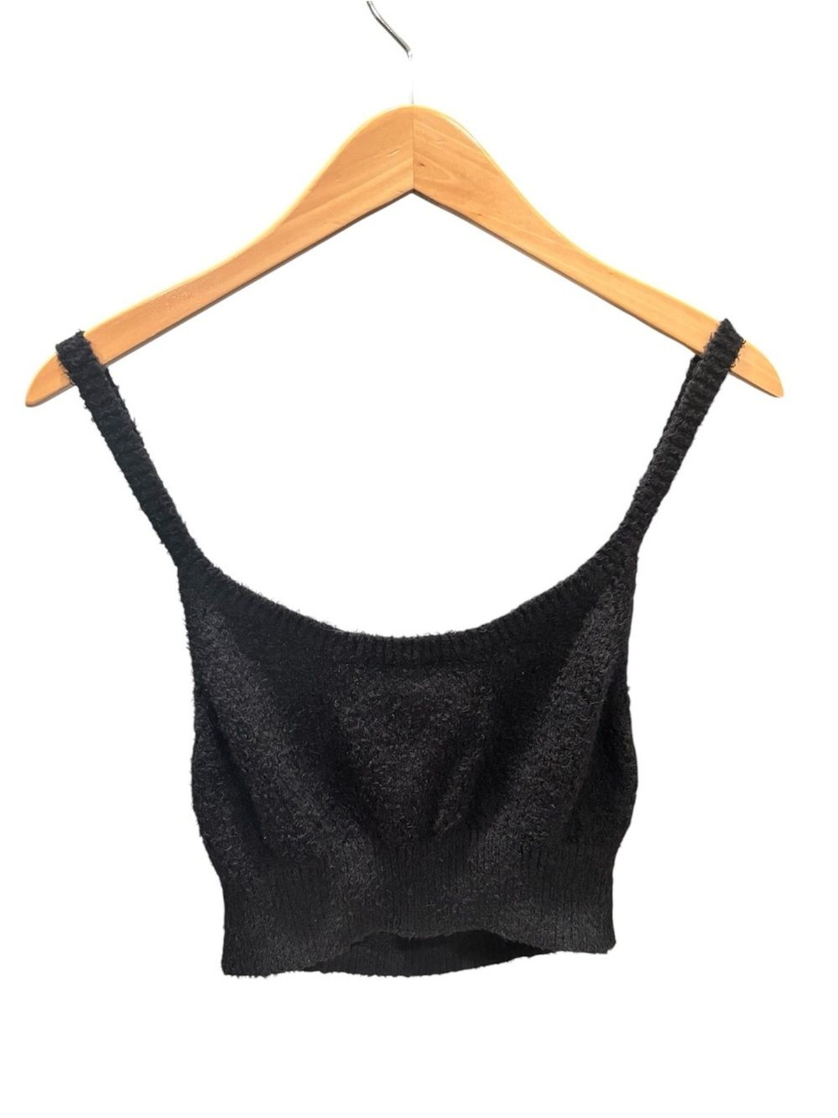 Reformation Black Teddy Crop Sweater Bralette | Size Large | 100% Organic Cotton
