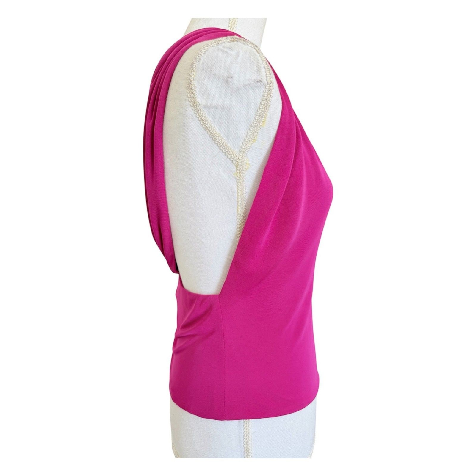 Yigal Azrouel Pink One Shoulder Cutout Draped Top Jersey Size 3 US 6 8 Medium M