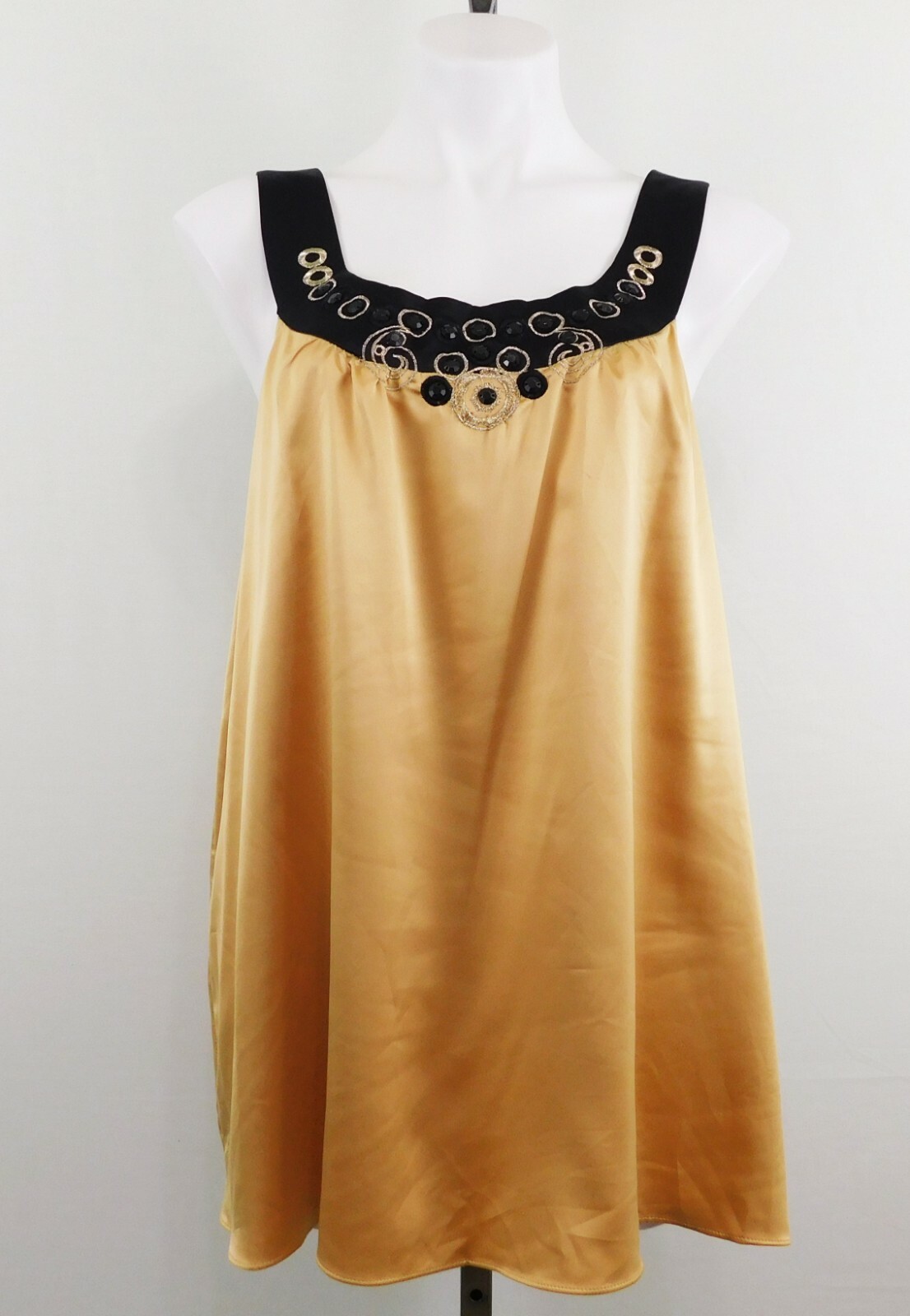 Sunny Taylor Women Shirt, Size M, Gold, 97% Polyester, 3% Spandex