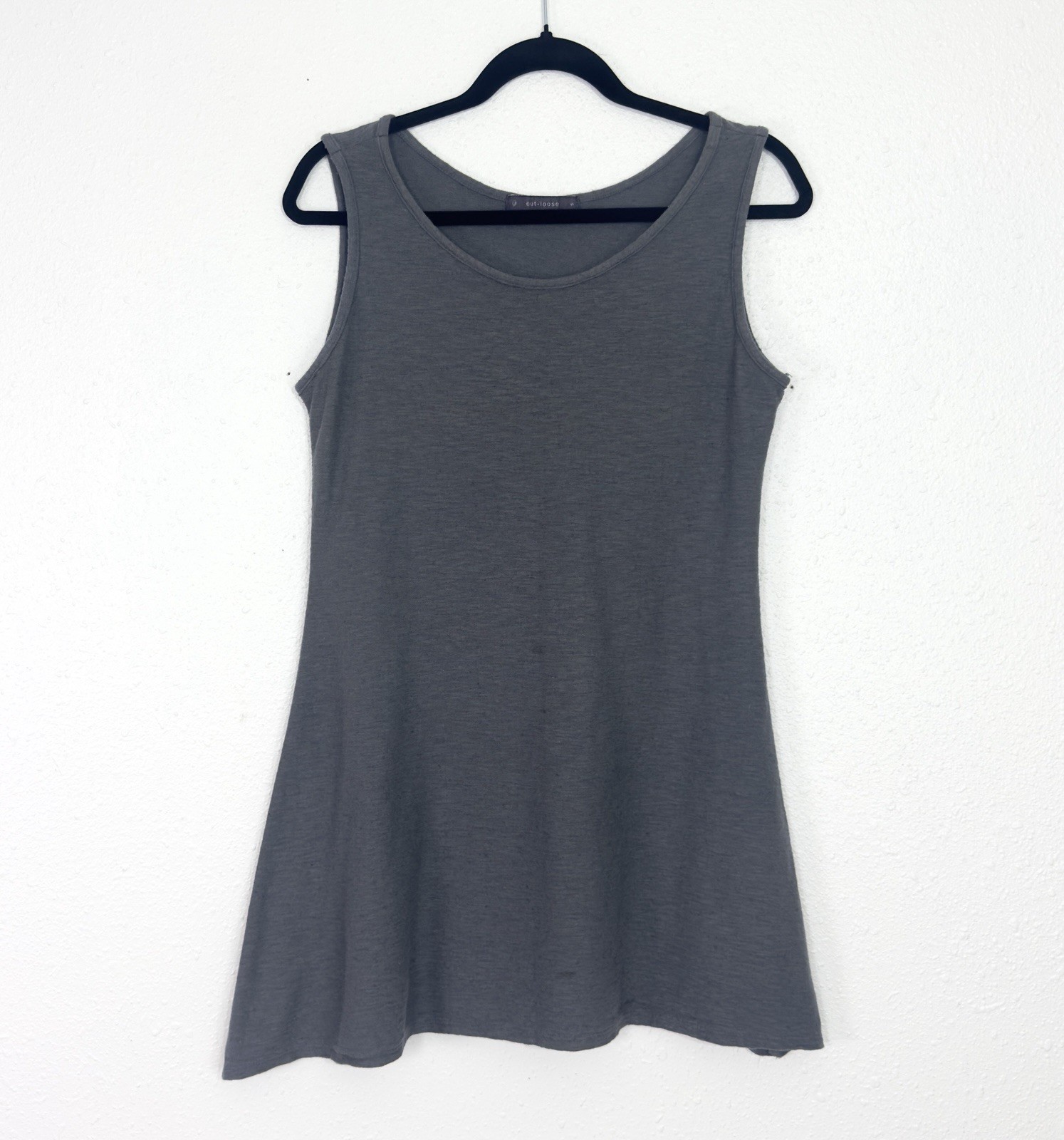 Cut Loose Womens Dark Gray Tank Top Blouse Linen Scoop Neck Minimalist Tunic S