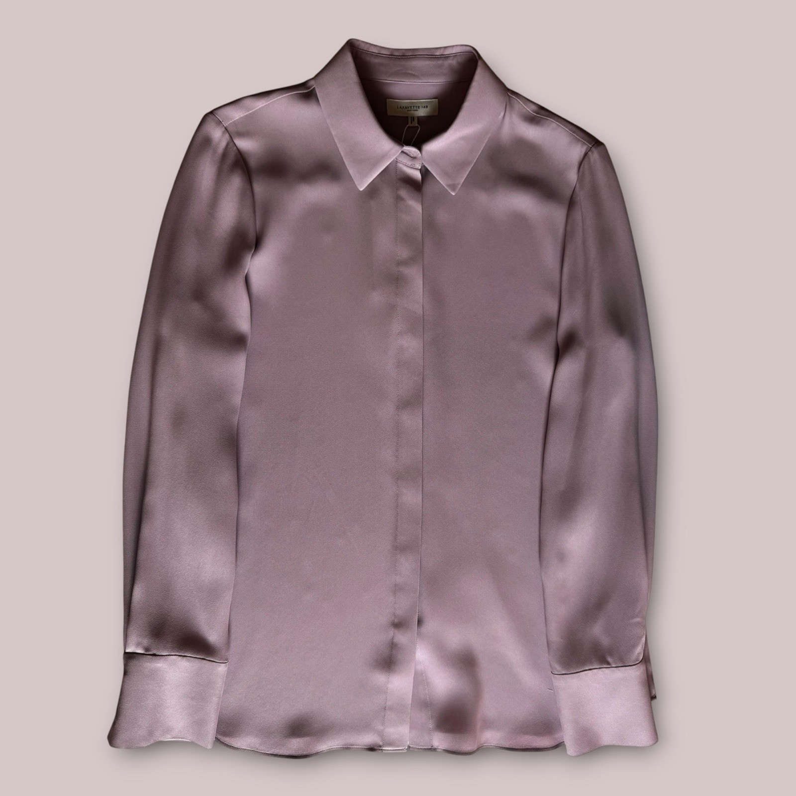 Lafayette 148 New York NWT 100% Silk Lavender Blouse Size S $698 MSRP