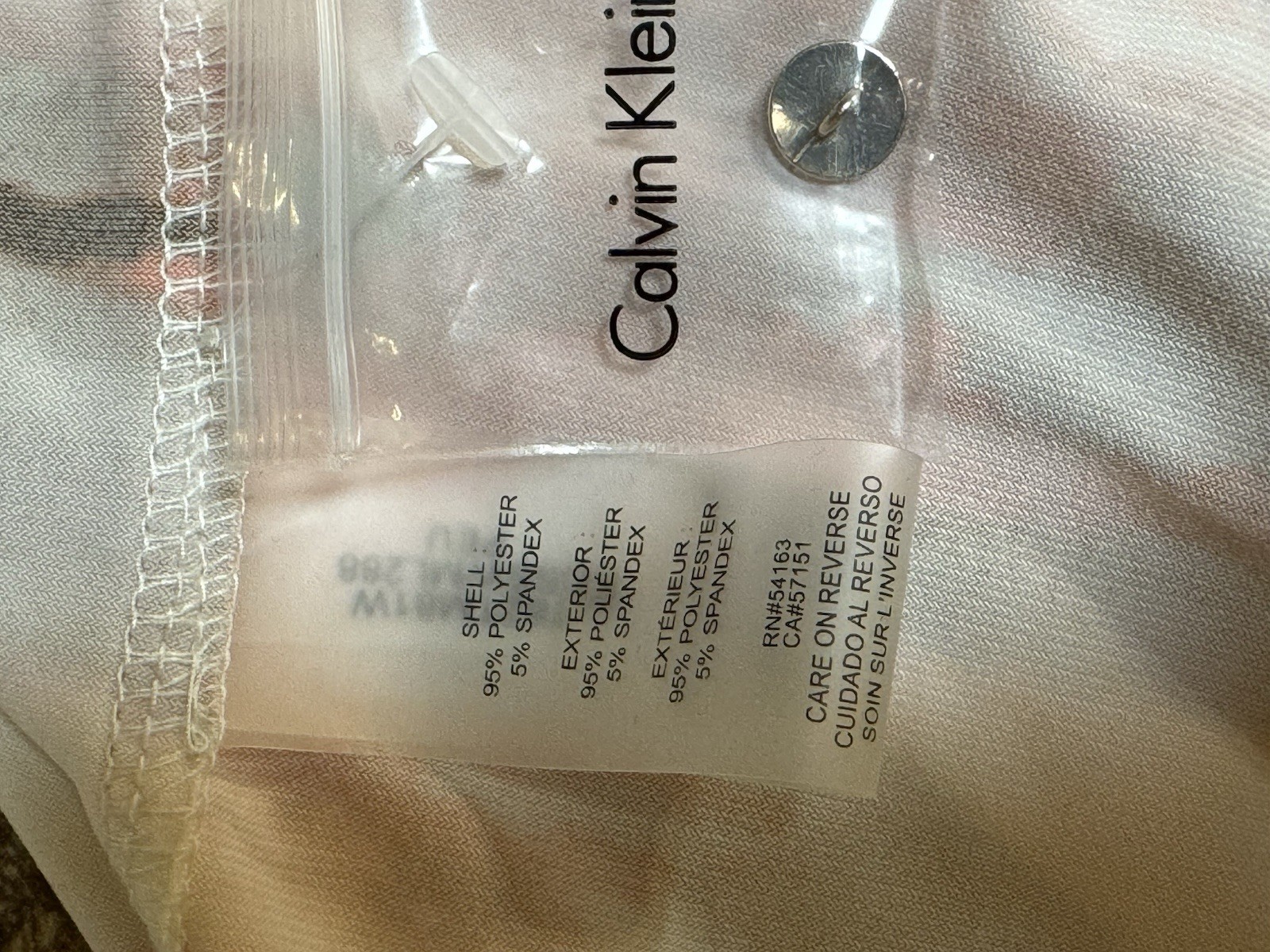 Calvin Klein Petite Women’s Sleeveless Blouse Sz PXS Orange White Pleat Metal