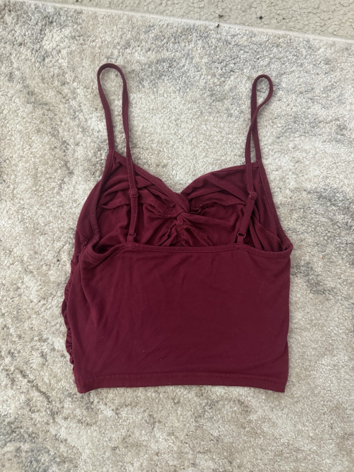 SHEIN Women’s Burgundy Ruched Spaghetti Strap Cropped V-Neck Tank Top S