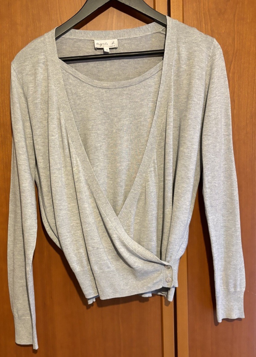 agnes b – 70% Silk Vest And Crossover Cardigan Set Size 1