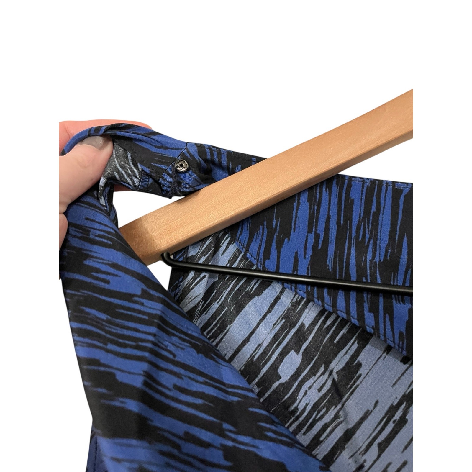 Doncaster Collection Blue and Black Sleeveless 100% Silk Cowl Neck Blouse Size 6