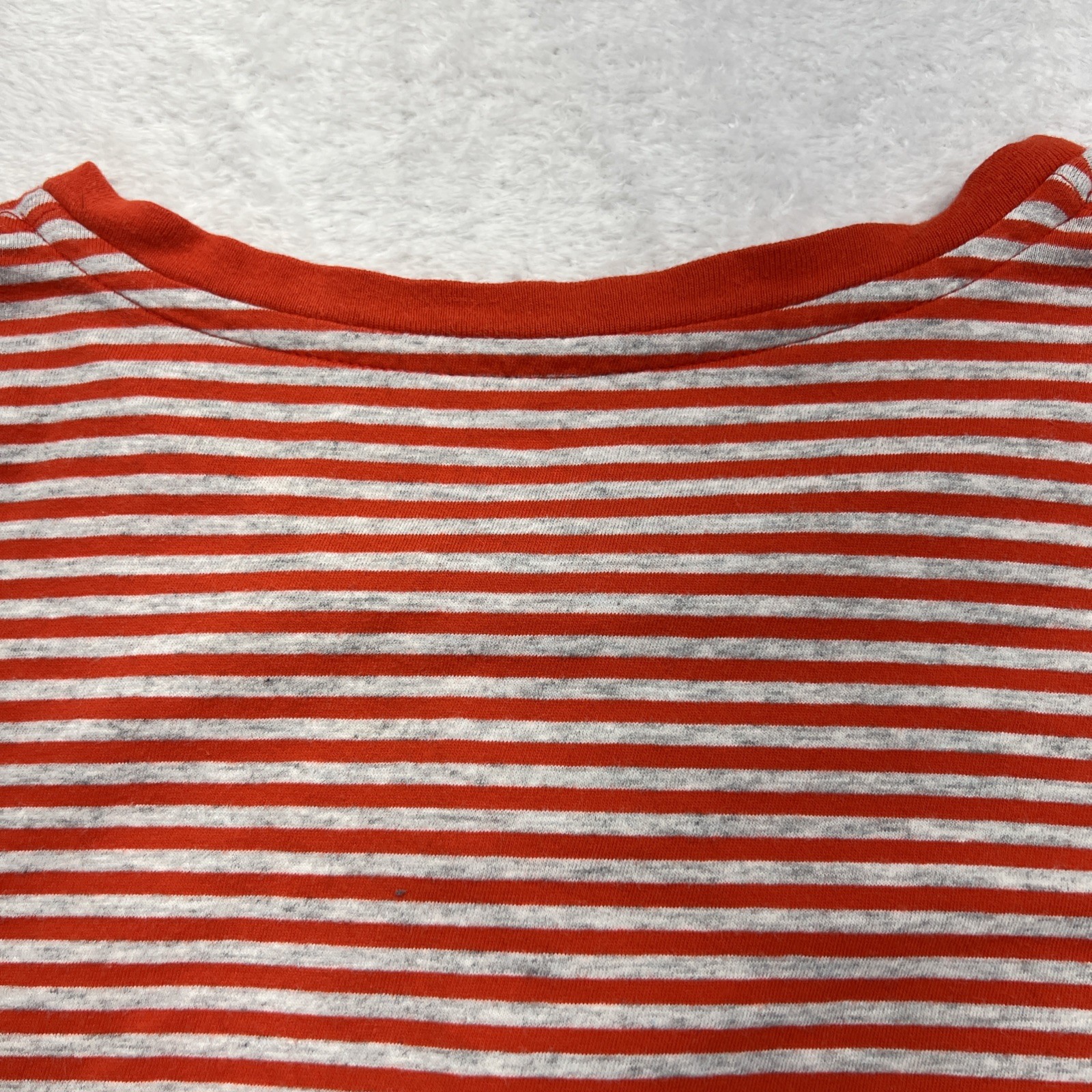 Lacoste 3 Button Crew Neck Short Sleeve Pullover Size 5 Red Gray Stripe Reg. Fit