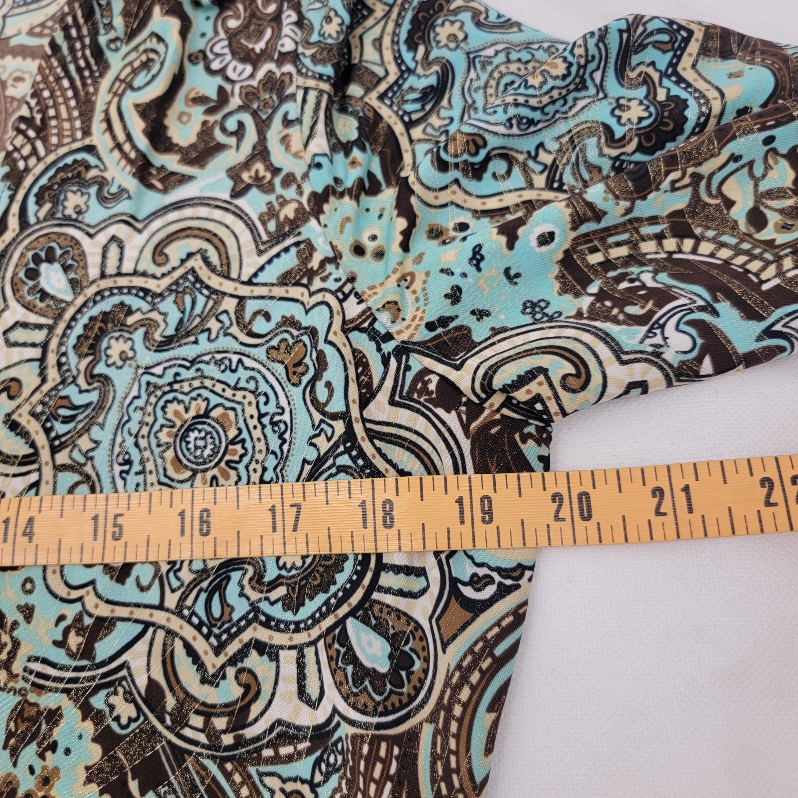 DRESSBARN Womens Top Sz PL Artsy Paisley Layered Stretch Mature Beaded Sparkle