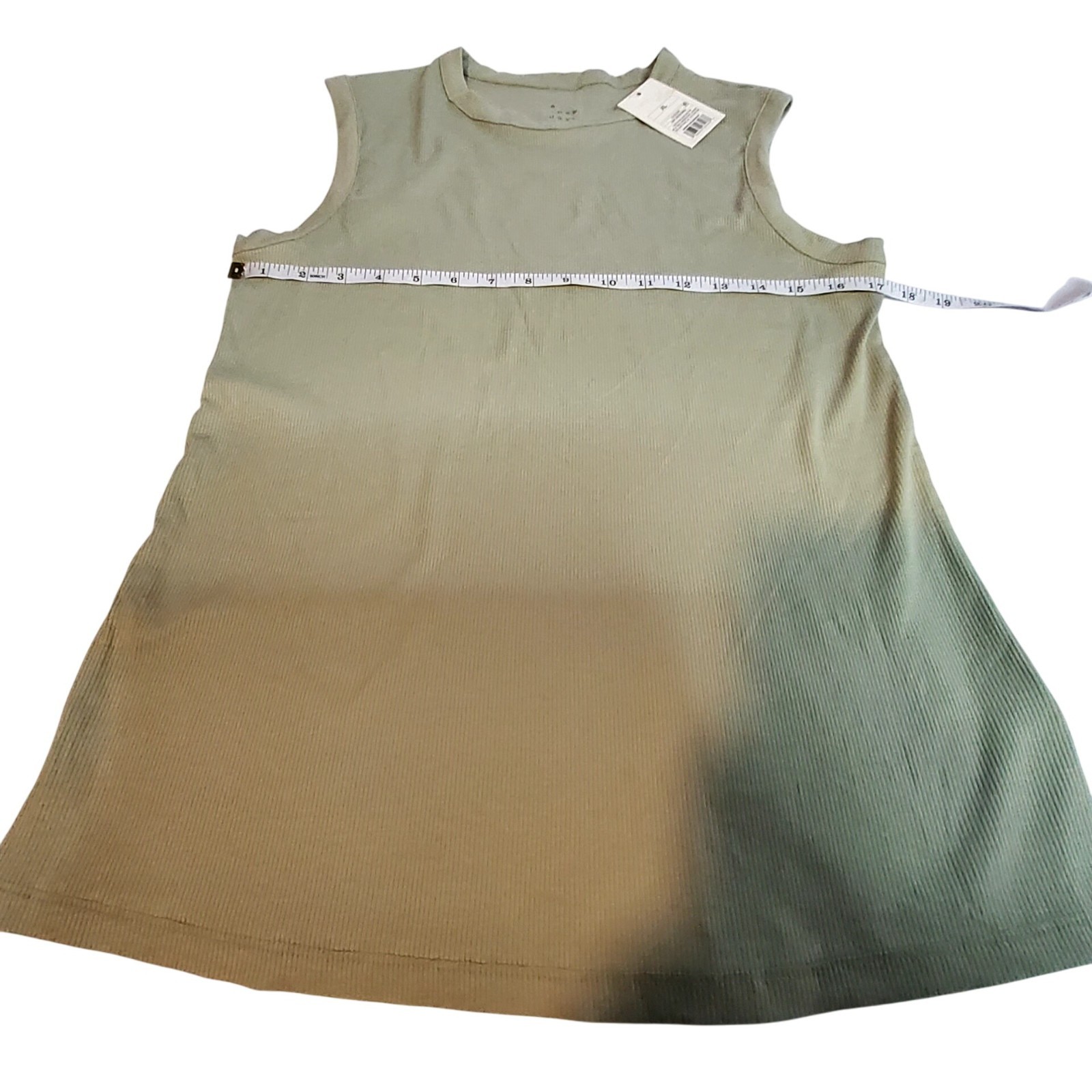A New Day Light Green Sleeveless Ribbed Top Size XL Cotton Blend Comfortable fit