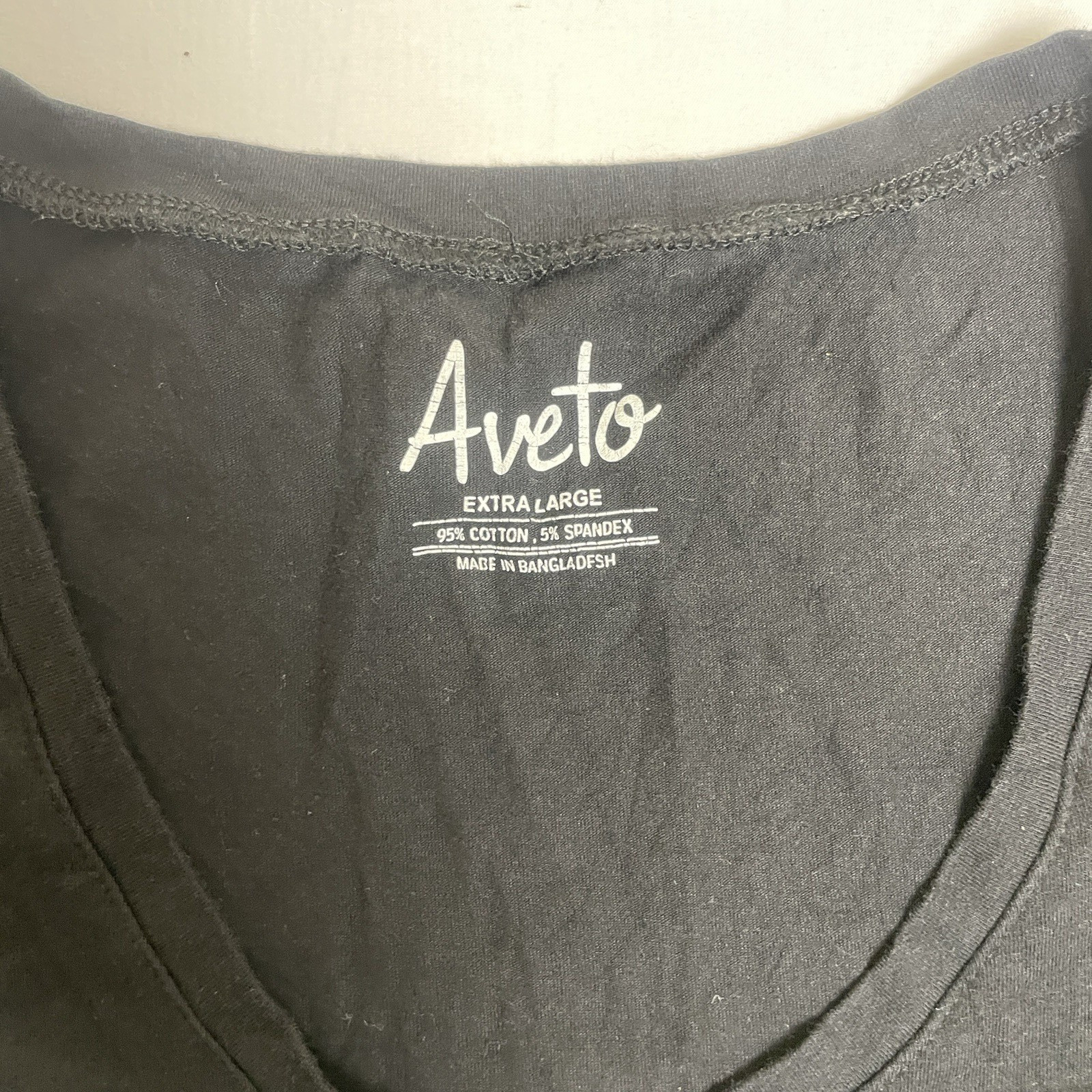 Aveto Womans Blouse Top Black Solid Large Cotton Blend Short Sleeve V Neck