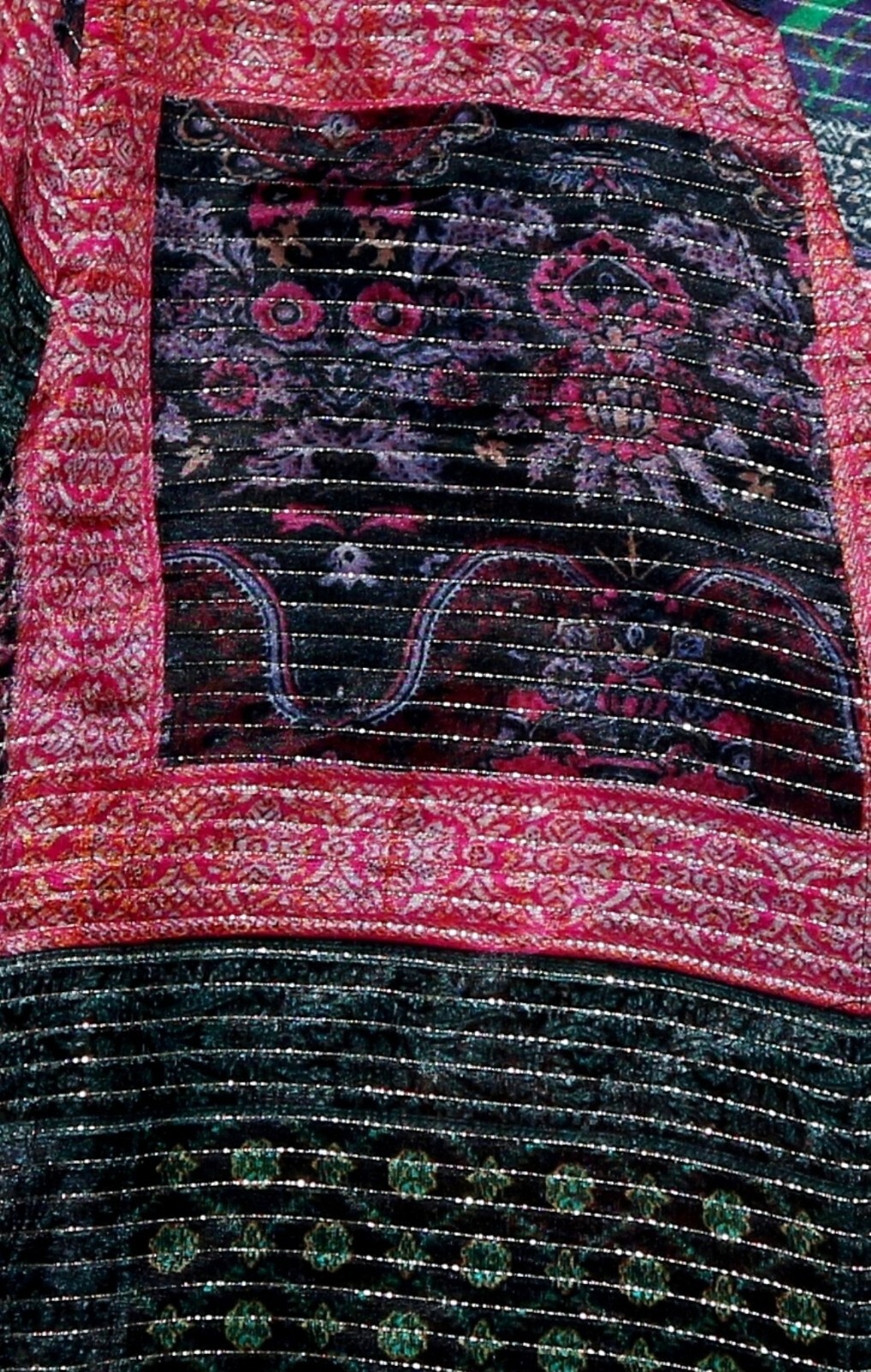 ETRO ITALY VNck Silk Tunic Blse w Metallic Gold Threads 44 In Chest Sz 46 EXC