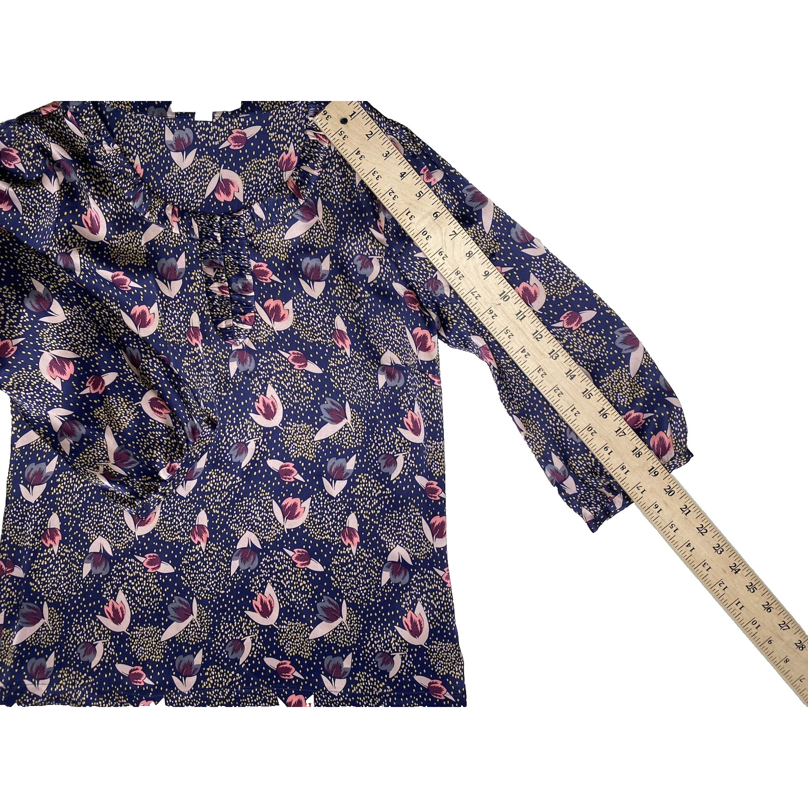 Boden Blouse Womens Size US 6 Classic Designer 100% Silk 3/4 Sleeve Career Shirt