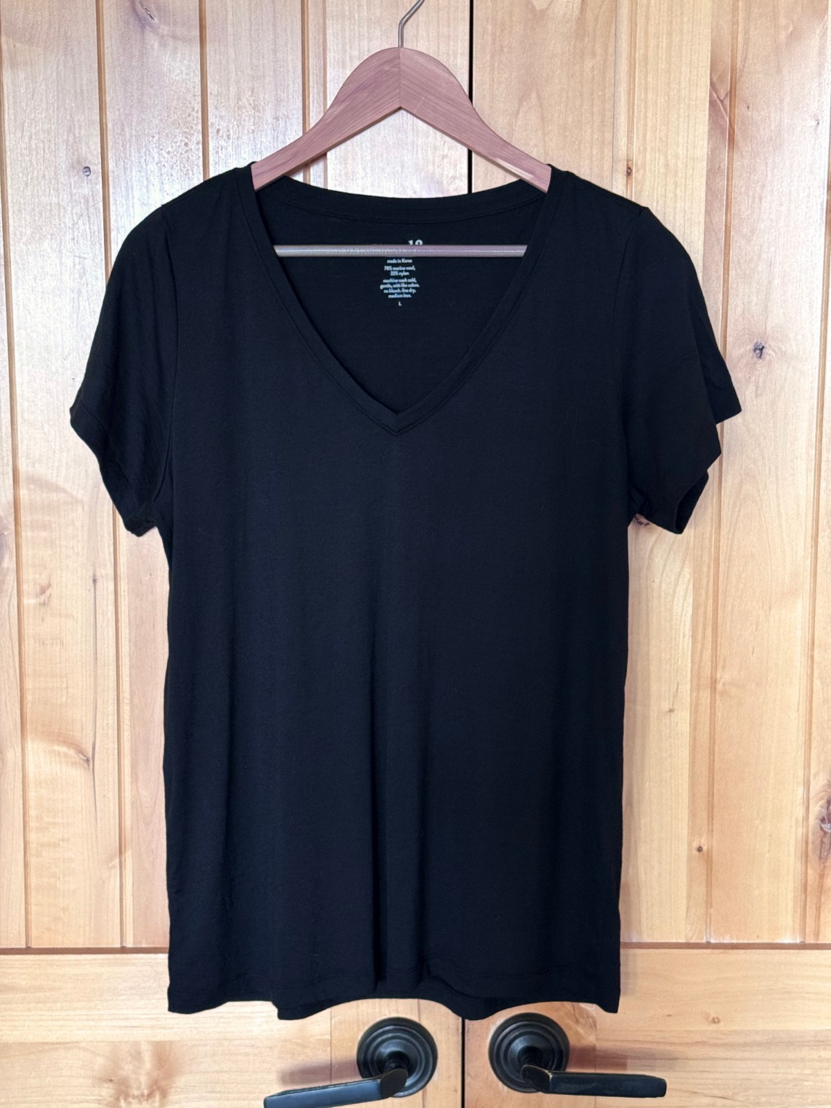 New WOOL& Morgan V-Neck Tee, Black L