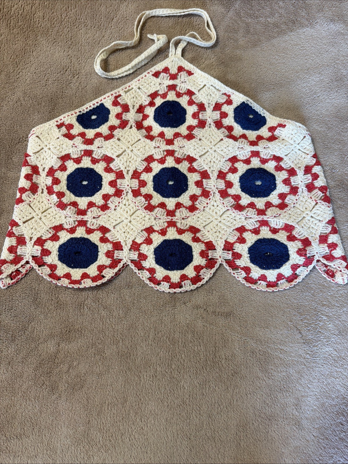 Arizona Crochet Halter Top Medium Red White Blue Boho Festival Americana