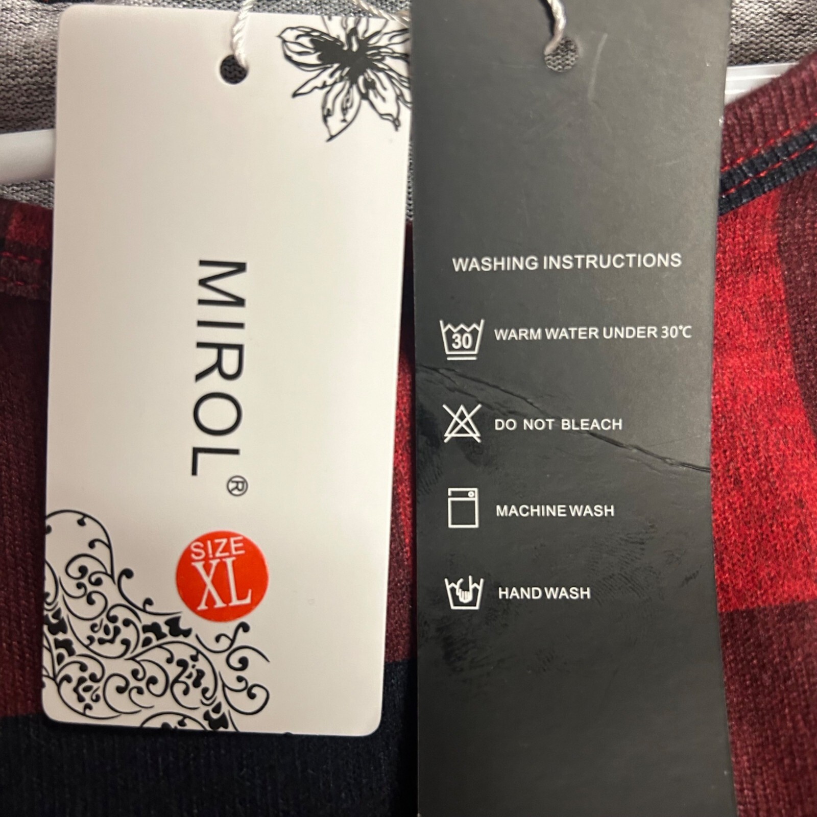 NWT Mirol Women’s XL Red Plaid Dress Long Sleeves Knit Pockets NWT