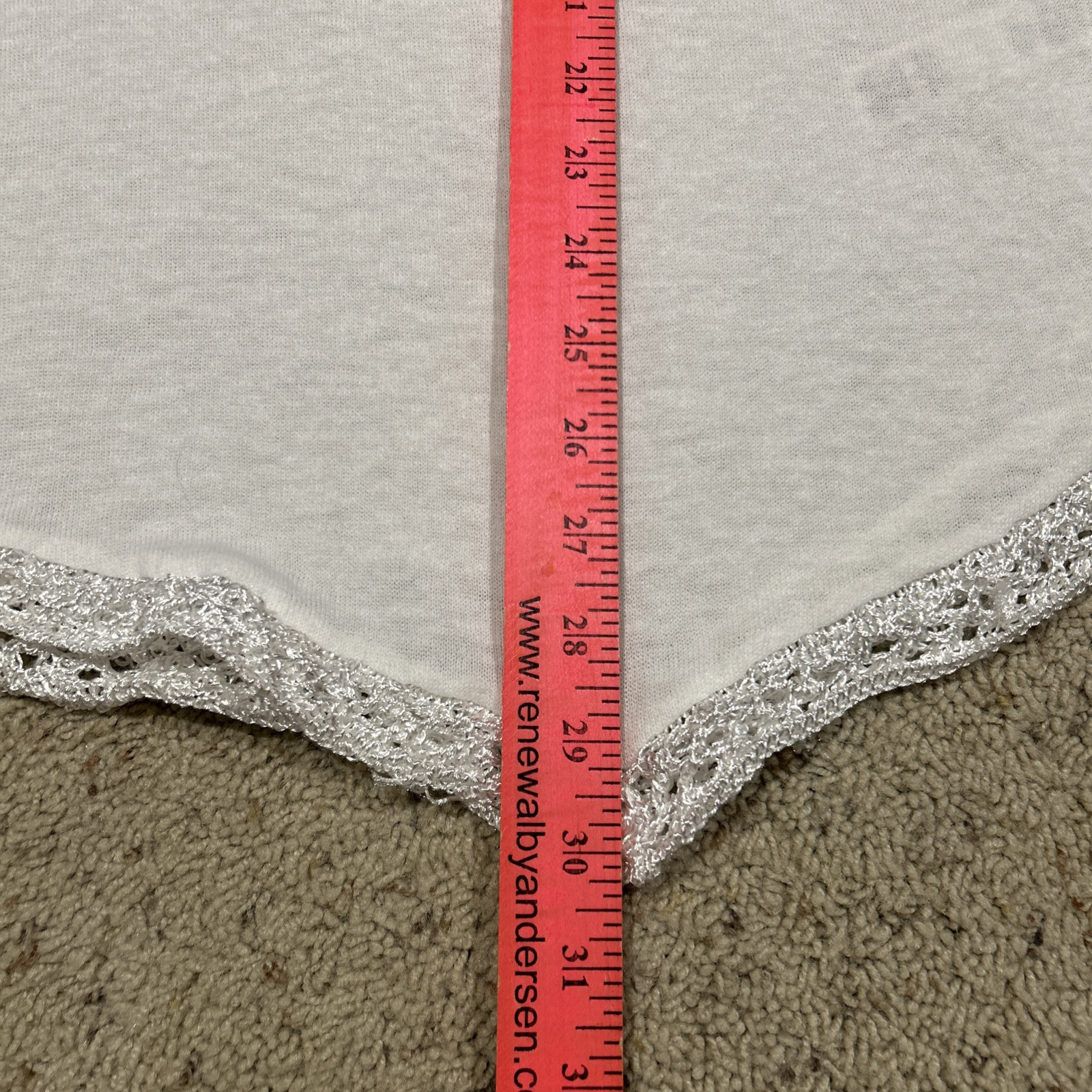 CHICO’S size 0 Small TOP Lightweight Sweater Asymmetrical Hem Crochet Detai B25