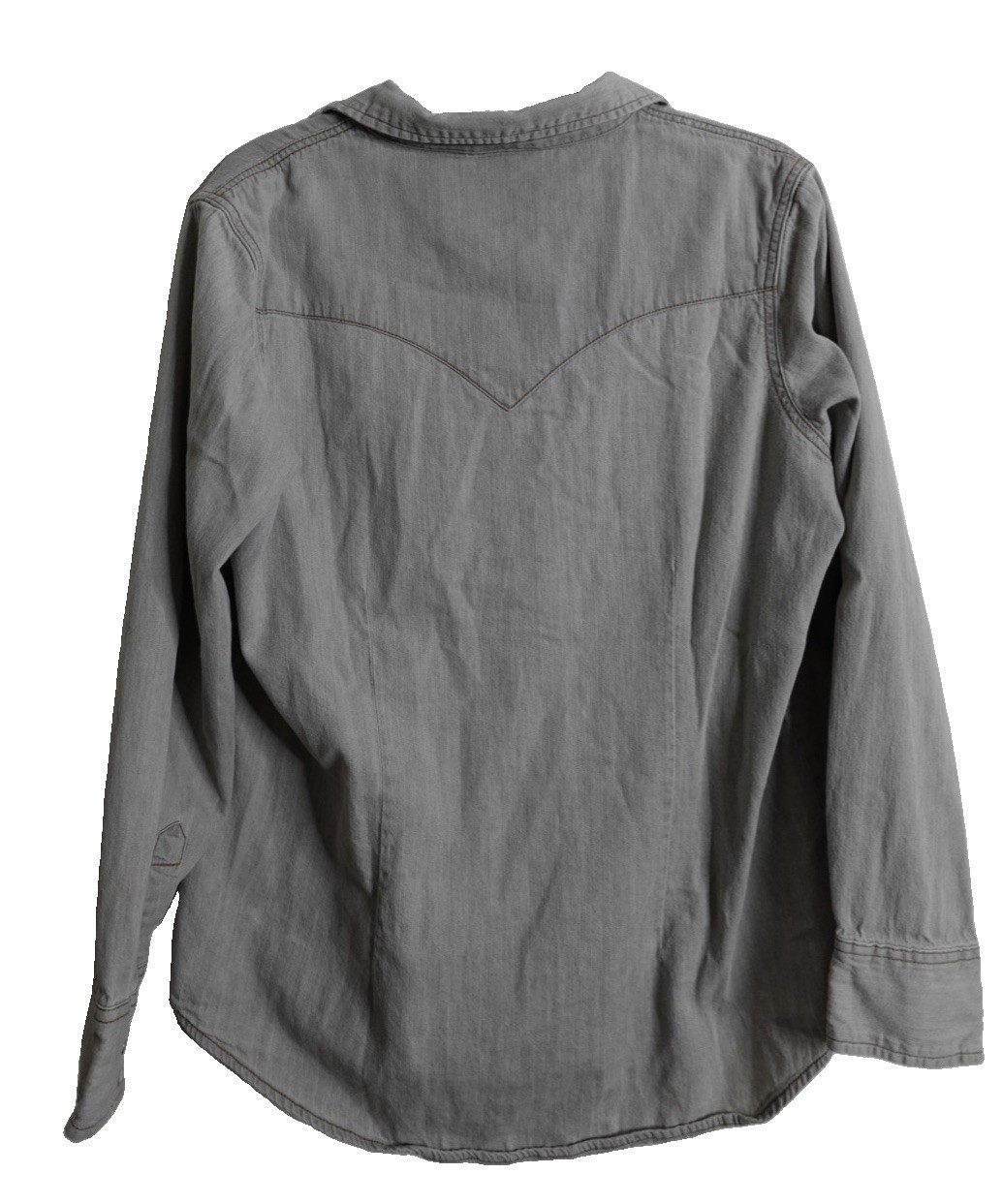 Western Wrangler Womens Long Sleeve Pearl Snap Western Shirt Gray Denim L