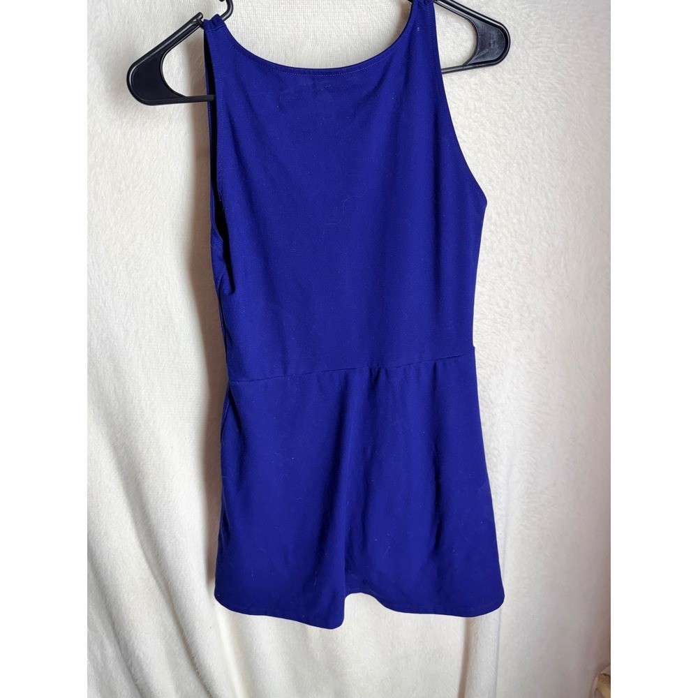 Wild Fable ButterBliss Royal Blue Sleeveless Deep Scoop Back Peplum Top Medium