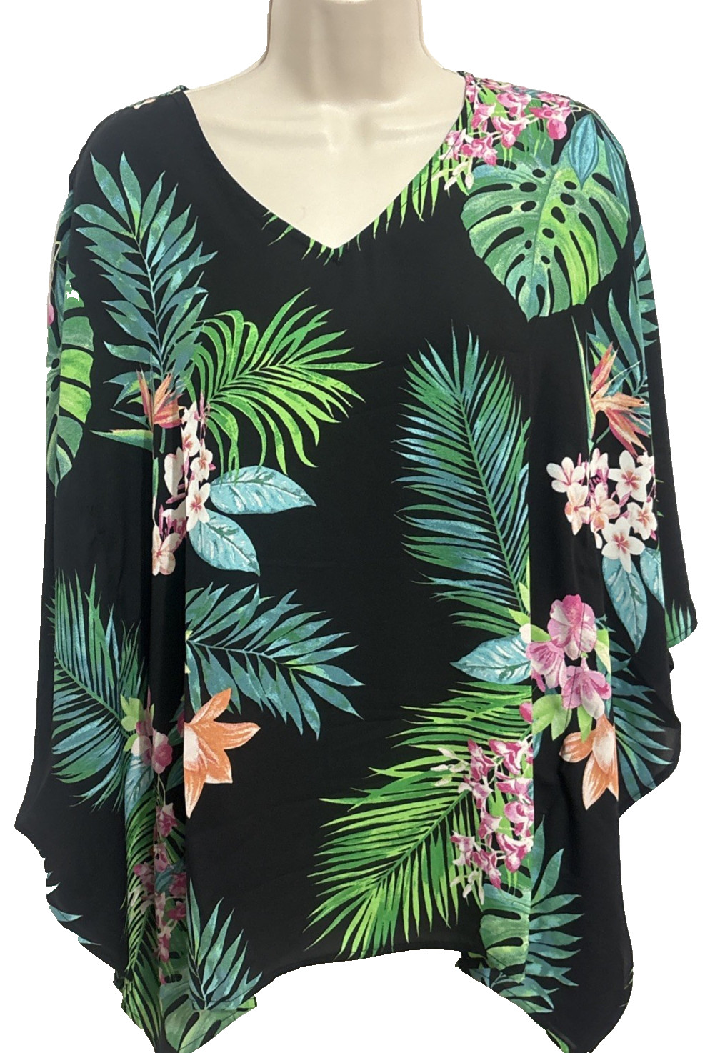 Belle by Kim Gravel Woven Aloha Poncho, Maul Floral XX-Small A596081