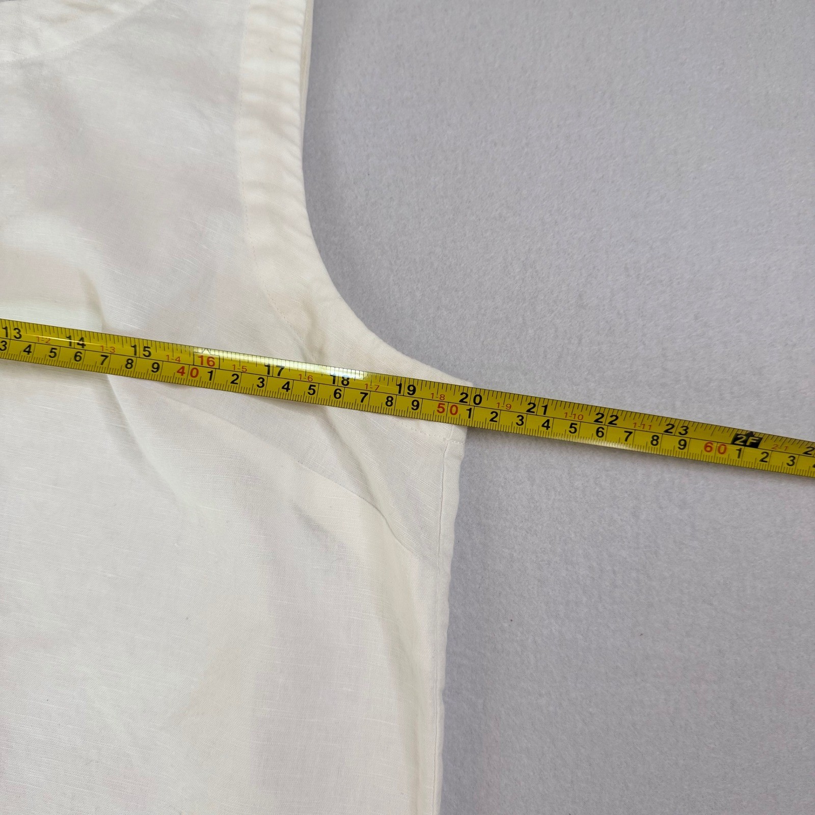 Liz Claiborne Womens Cream Linen Blend Sleeveless Shell Top Keyhole Back L