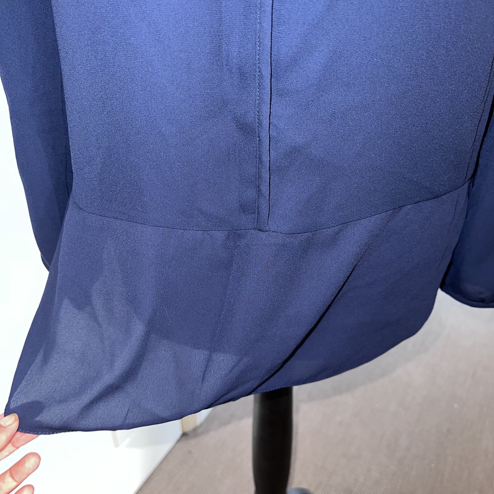 F&F Navy Blue Chiffon Long Sleeve Tunic UK 8-10 *in exc cond*