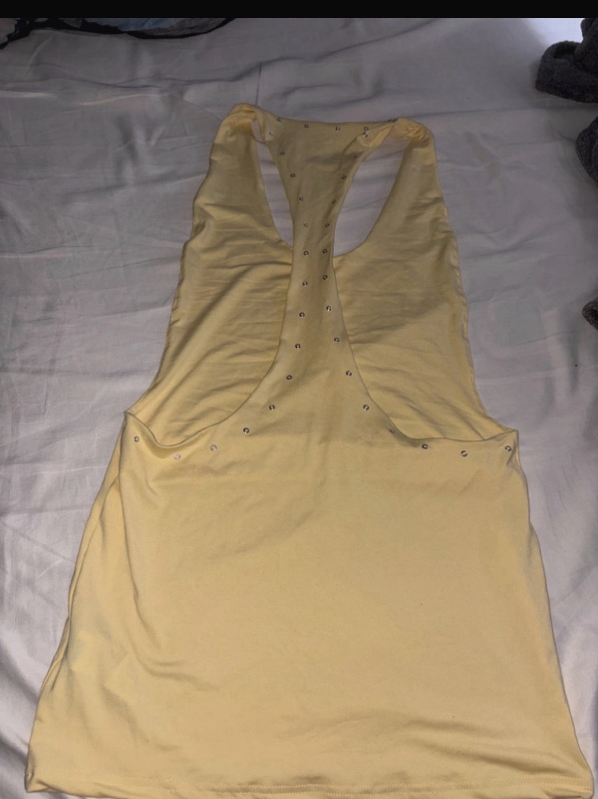 SheIn Women’s M Yellow Solid Scoop Neck Sleeveless Racerback Studded Tank