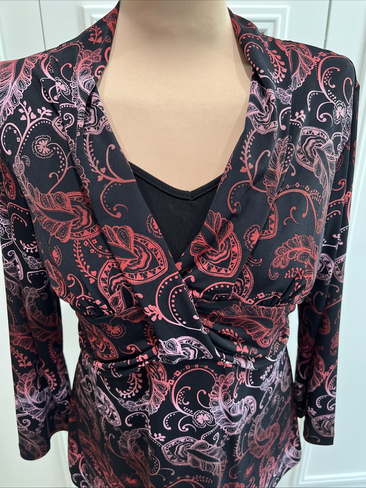 Style & Co Paisley Babydoll Blouse Size Medium Top Y2K Indie Fairy Stretch