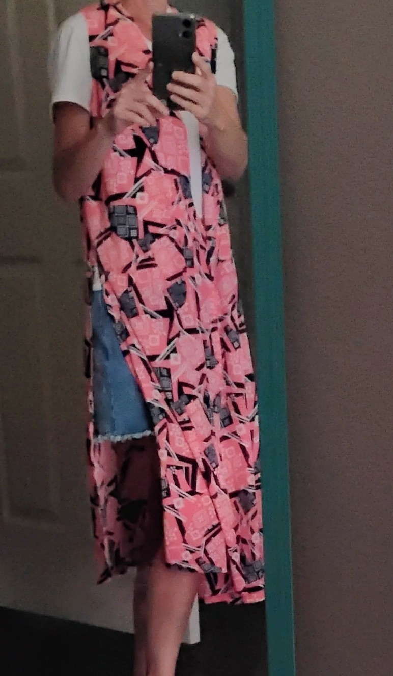 LulaRoe Duster Size M, Open Front, No Pockets, Flowy With High Slit