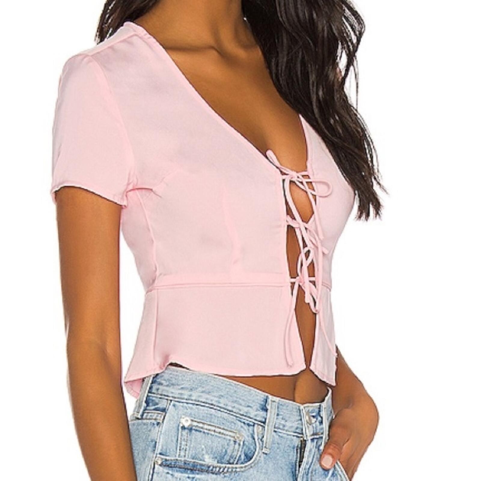 Superdown Ciara Tie Front Top | Light Pink | NWT | Women’s Small | Revolve