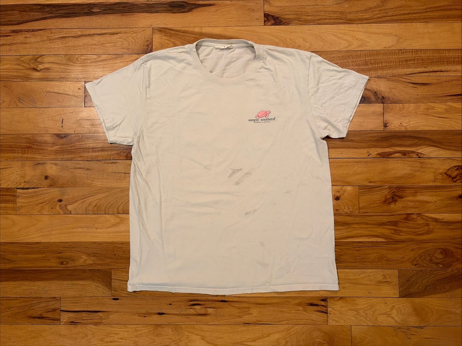 Simply Southern Conserve Protect Turtle Donuts Crew Beige T-Shirt Womens Large