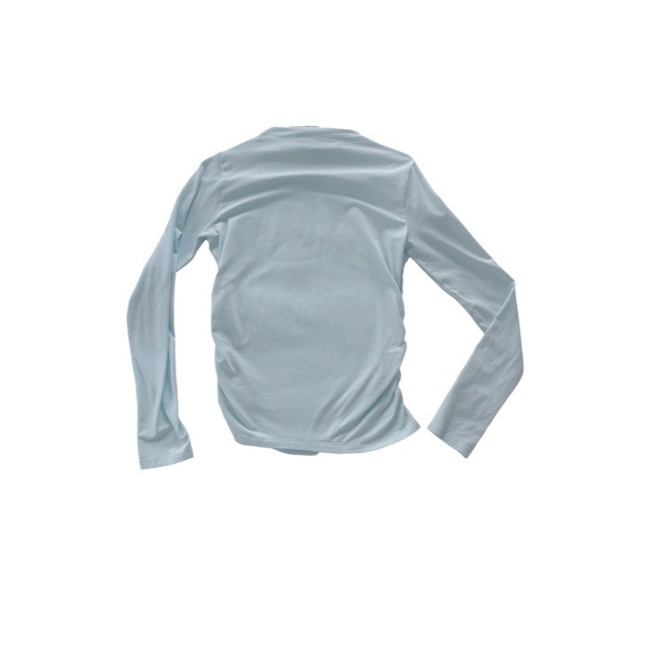 Calvin Klein Draped Jersey Pale Blue Mint Long Sleeve Top Medium High Neckline