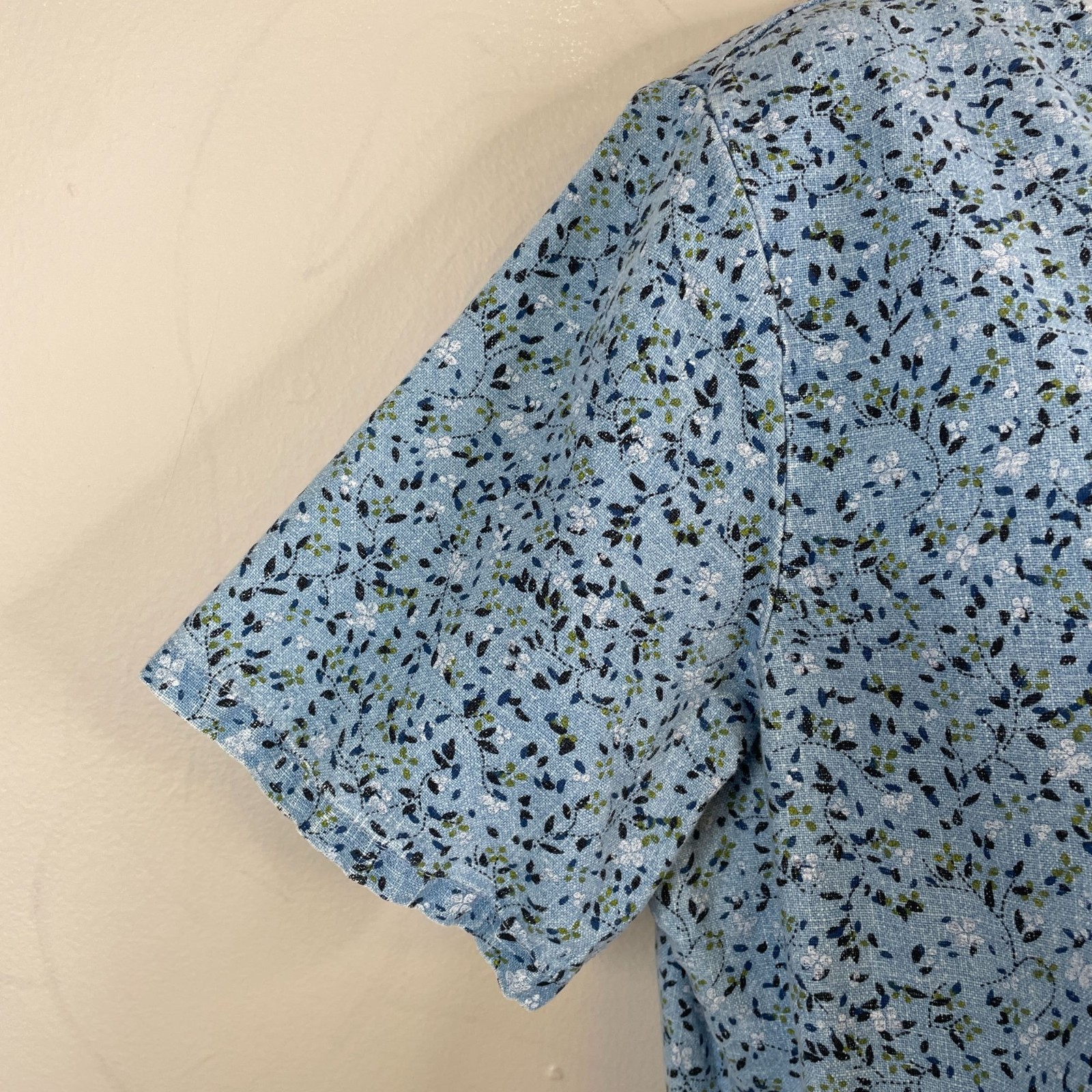 Vintage Top Large Cowgirl Cottage Prairie Linen Blend Floral Button Western 90s