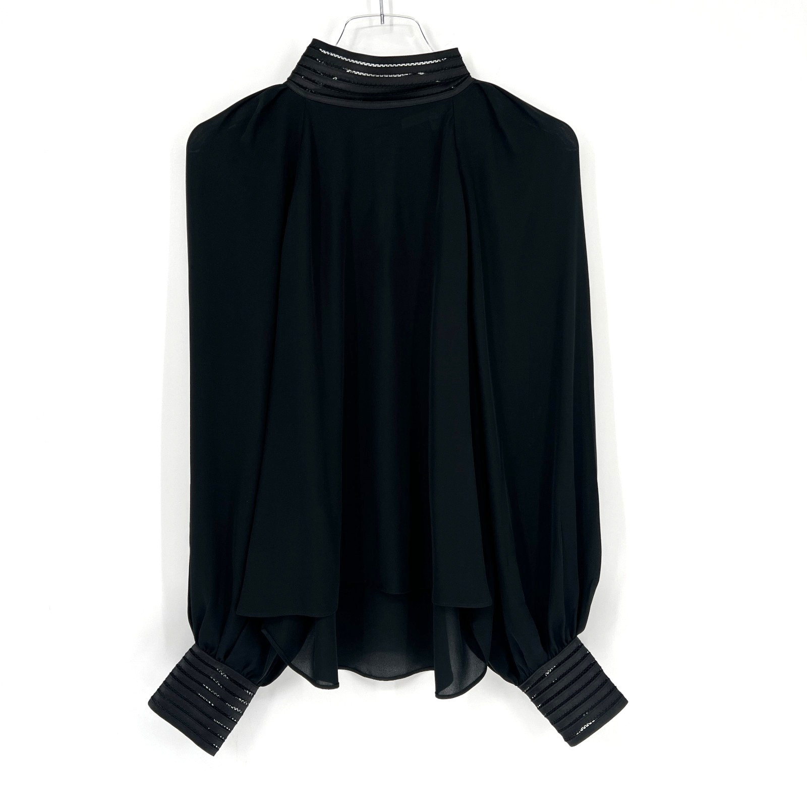 Veronica Beard Top Womens 10 Black Silk Blouse Long Sleeve Classic Designer