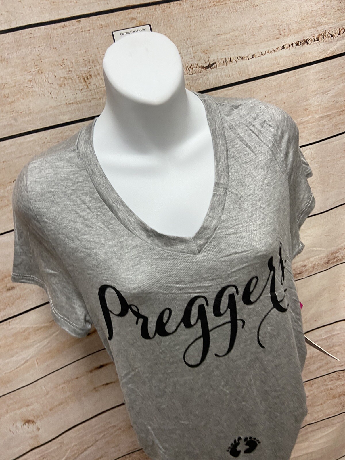 French Pastry Short Sleeve “Preggers” Shirt Size Medium Womens Gray New NWT Top