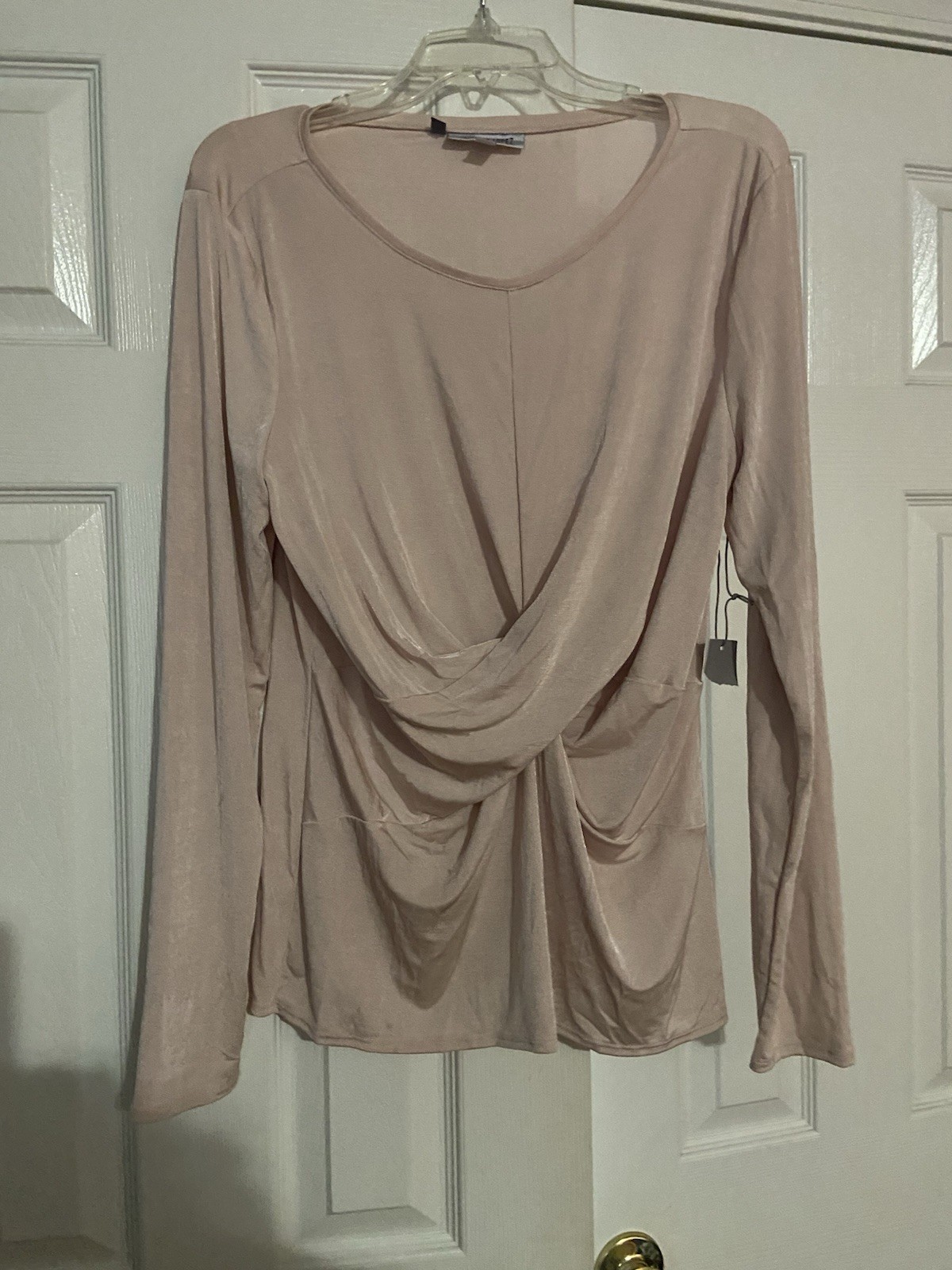 Jennifer Lopez Cowl Neck Draped Tunic Blouse Long Sleeve Size XL