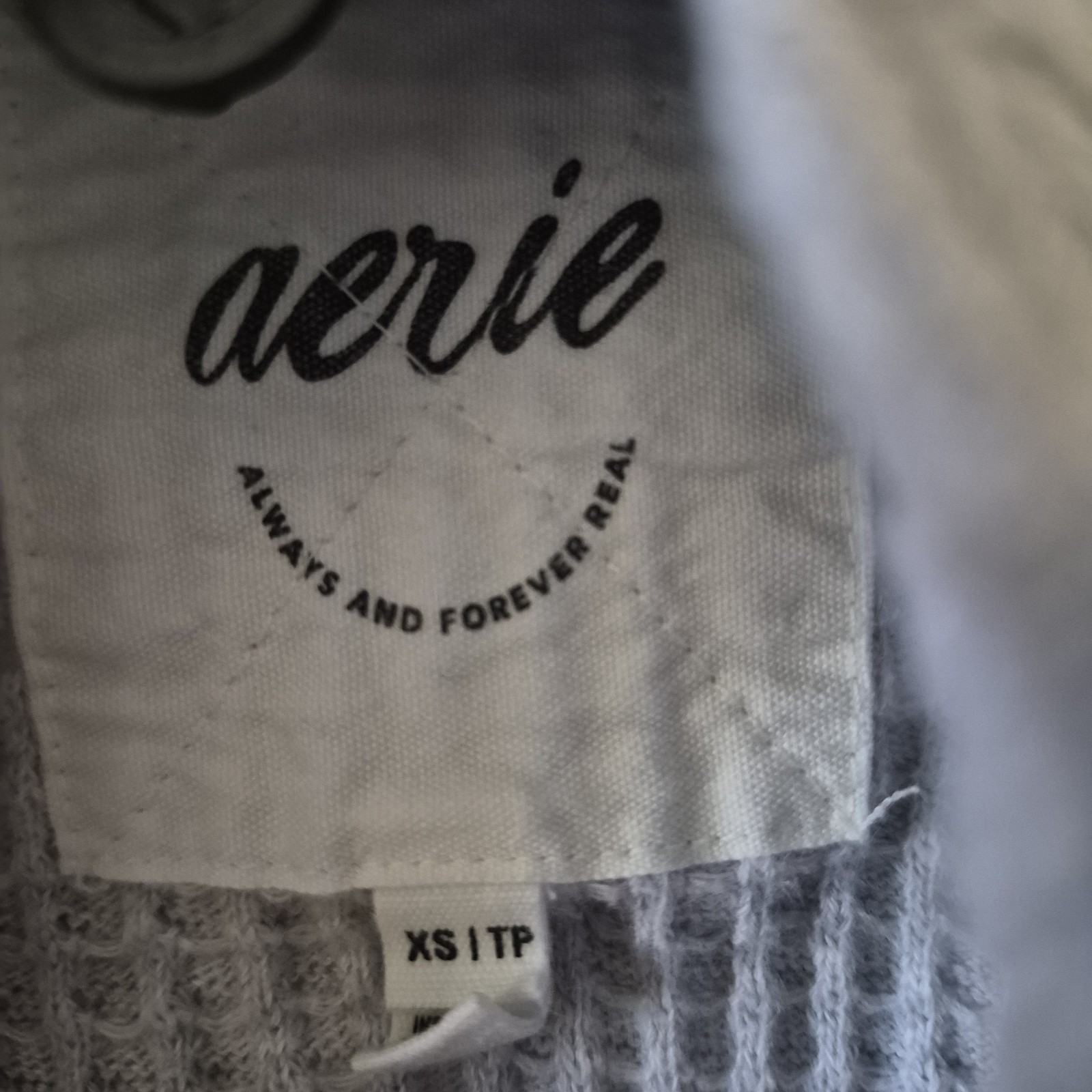 Aerie Xs Lighht Gray Waffle Knit Button Up Oversized Shirt
