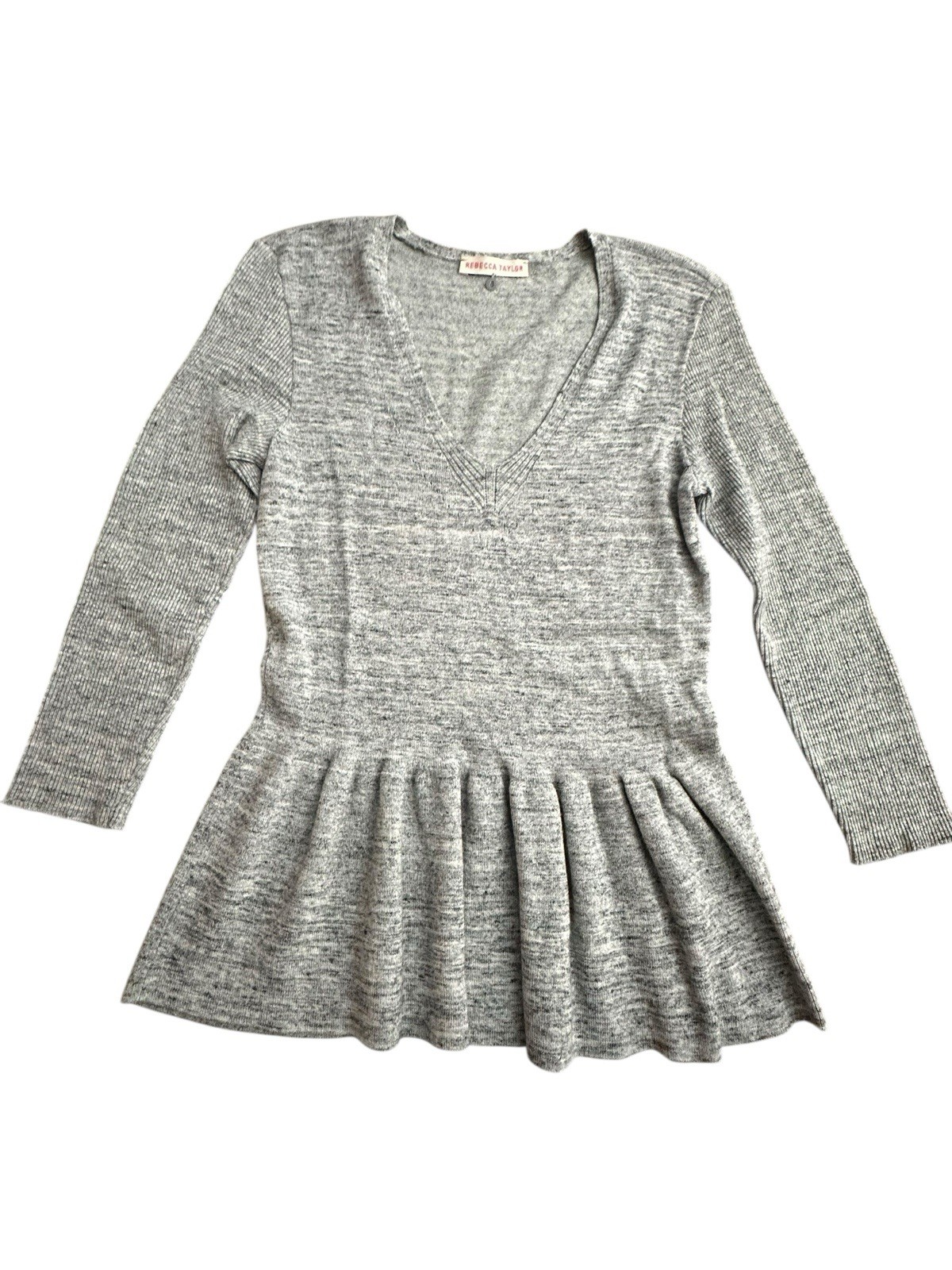 Rebecca Taylor Women’s Peplum Top Sweater Small Gray Cashmere Blend #CD6-3