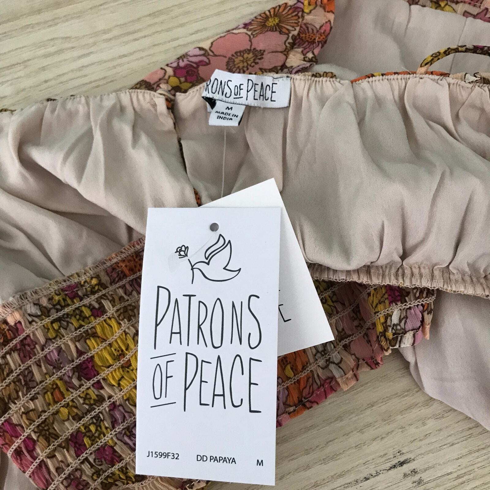 Patrons of Peace Crop Top Medium Orange Tank Bloom Ruffle Boho Western Tie Bow