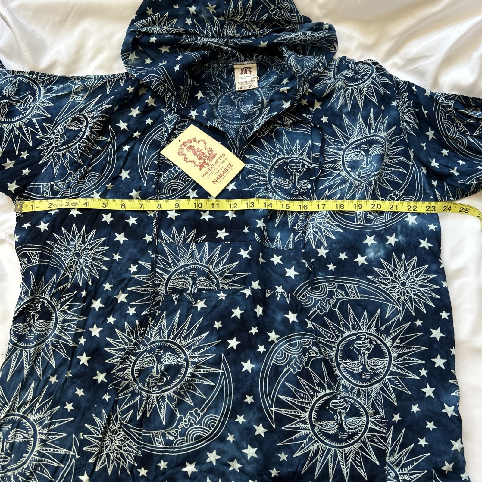 Gypsy OS Rayon Hoodie Blue Celestial Galaxy Sun Moon Stars Boho Top NWT Witchy