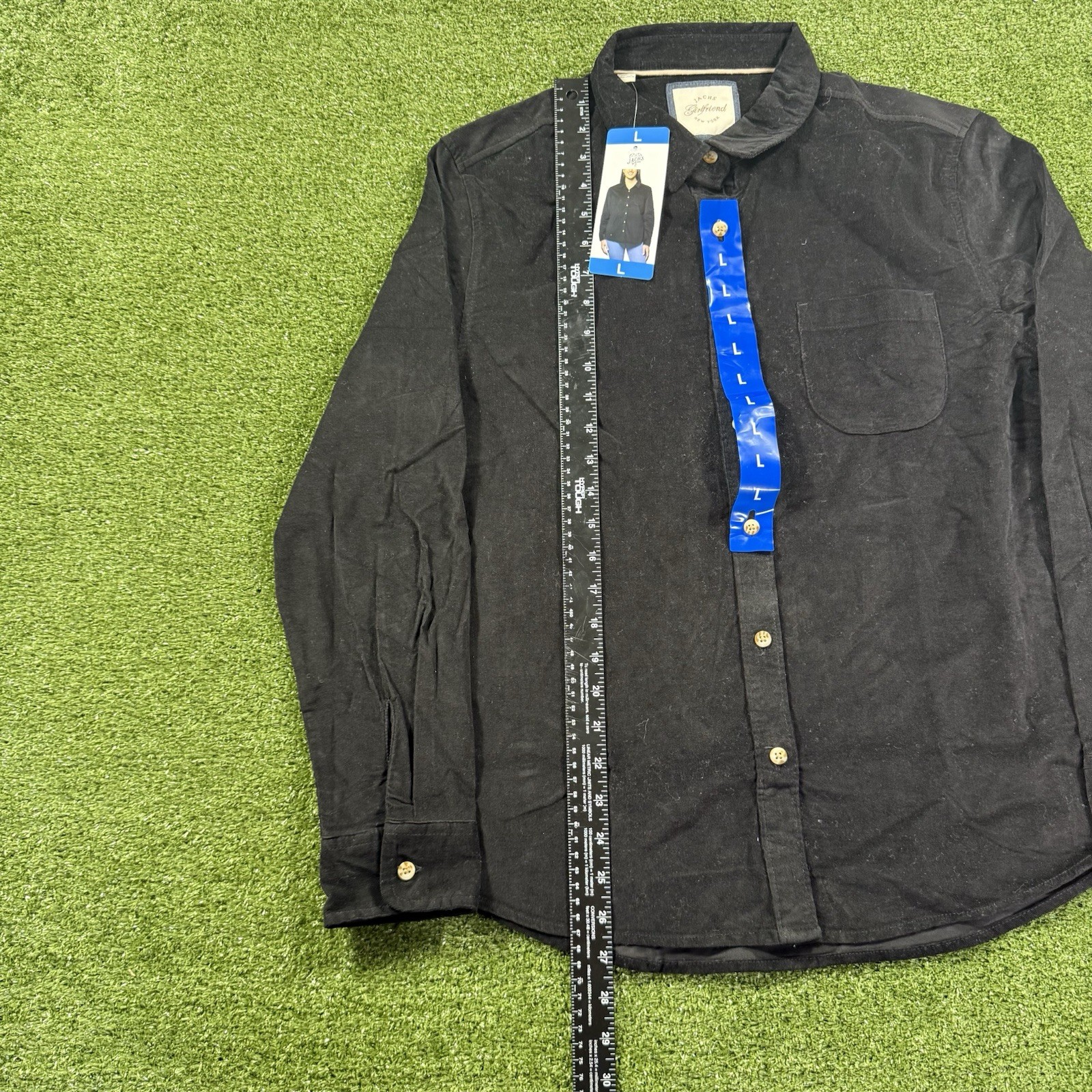 Jachs Girlfriend Women’s Black Corduroy Button Up Shirt Size Large – New