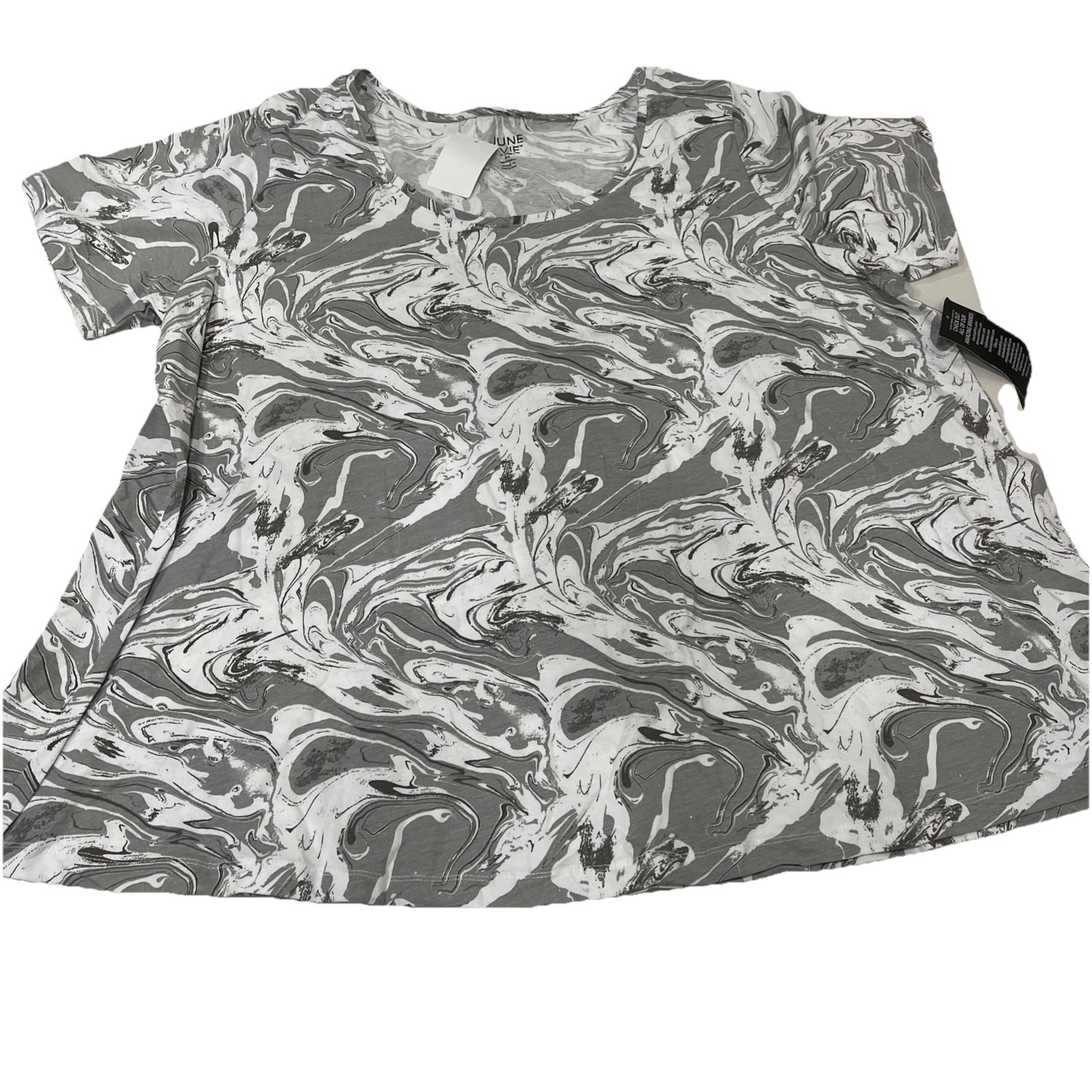 June + Vie by Roaman’s Short-Sleeve Swing One + Only Tee Pearl Grey Marble 2X