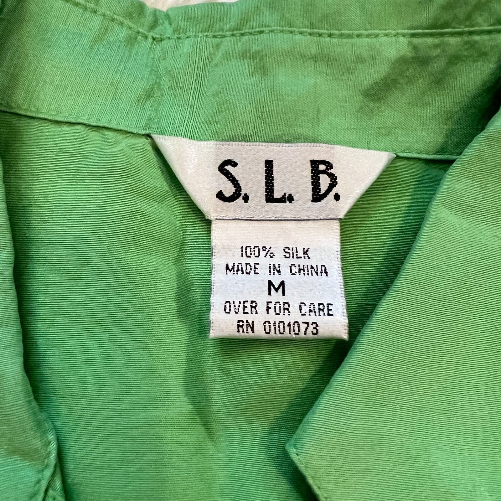 SLB Womens Top Silk Button Up Medium Forest Retro Sleeveless Minimalist 14801