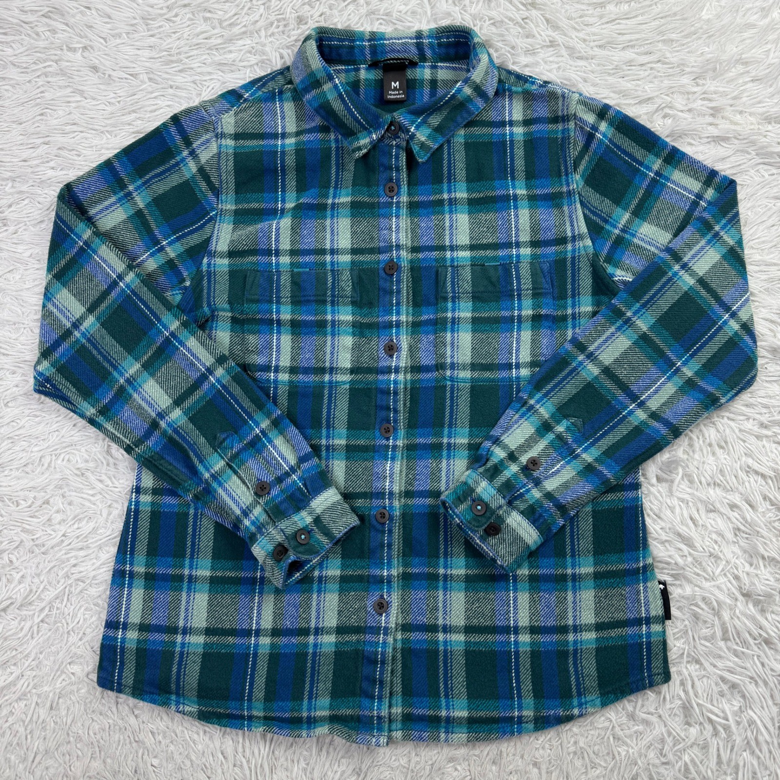 Cotopaxi Shirt Womens Medium Green Plaid Mero Flannel 100% Organic Cotton M