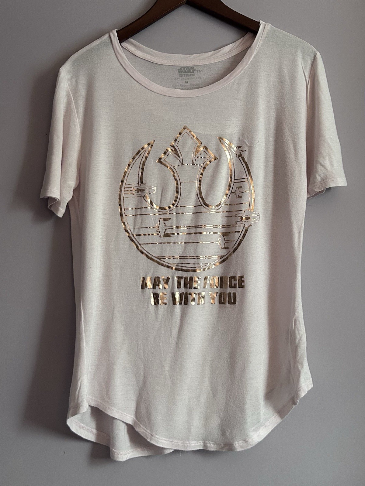 Star Wars Women`s Gold Foil T-Shirt From Box Lunch Size Medium