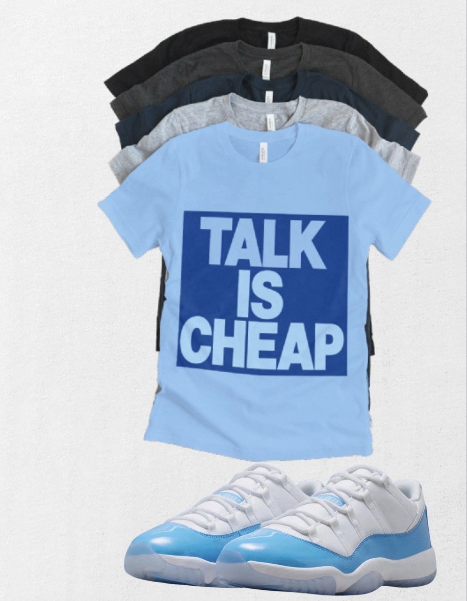 Jordan 11 Iceman talk Is Cheap University Blue Matching TShirt Sneaker Match Tee