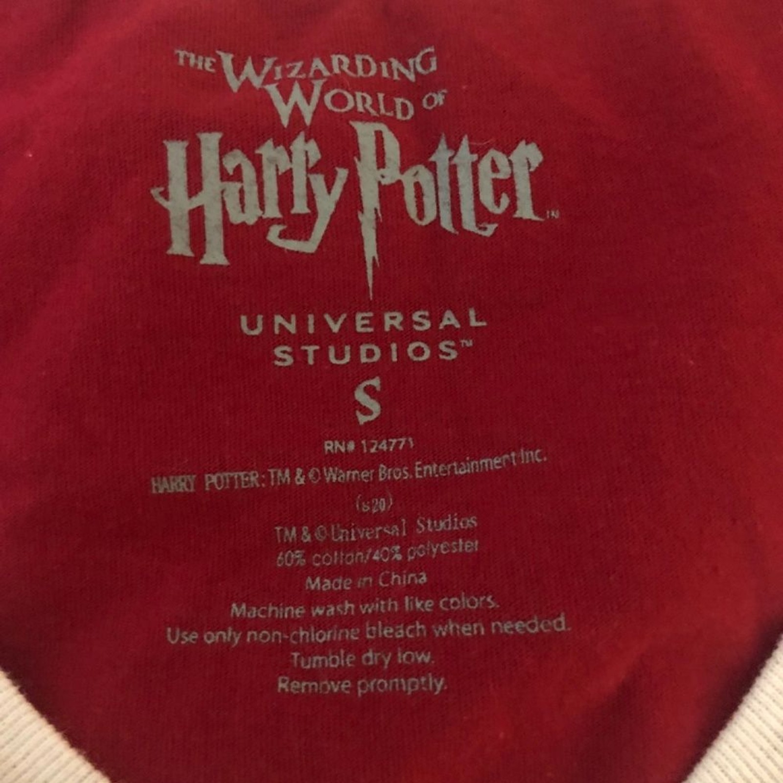 Wizarding World Of Harry Potter Womens Short Sleeve Red & White Soft Top Size S