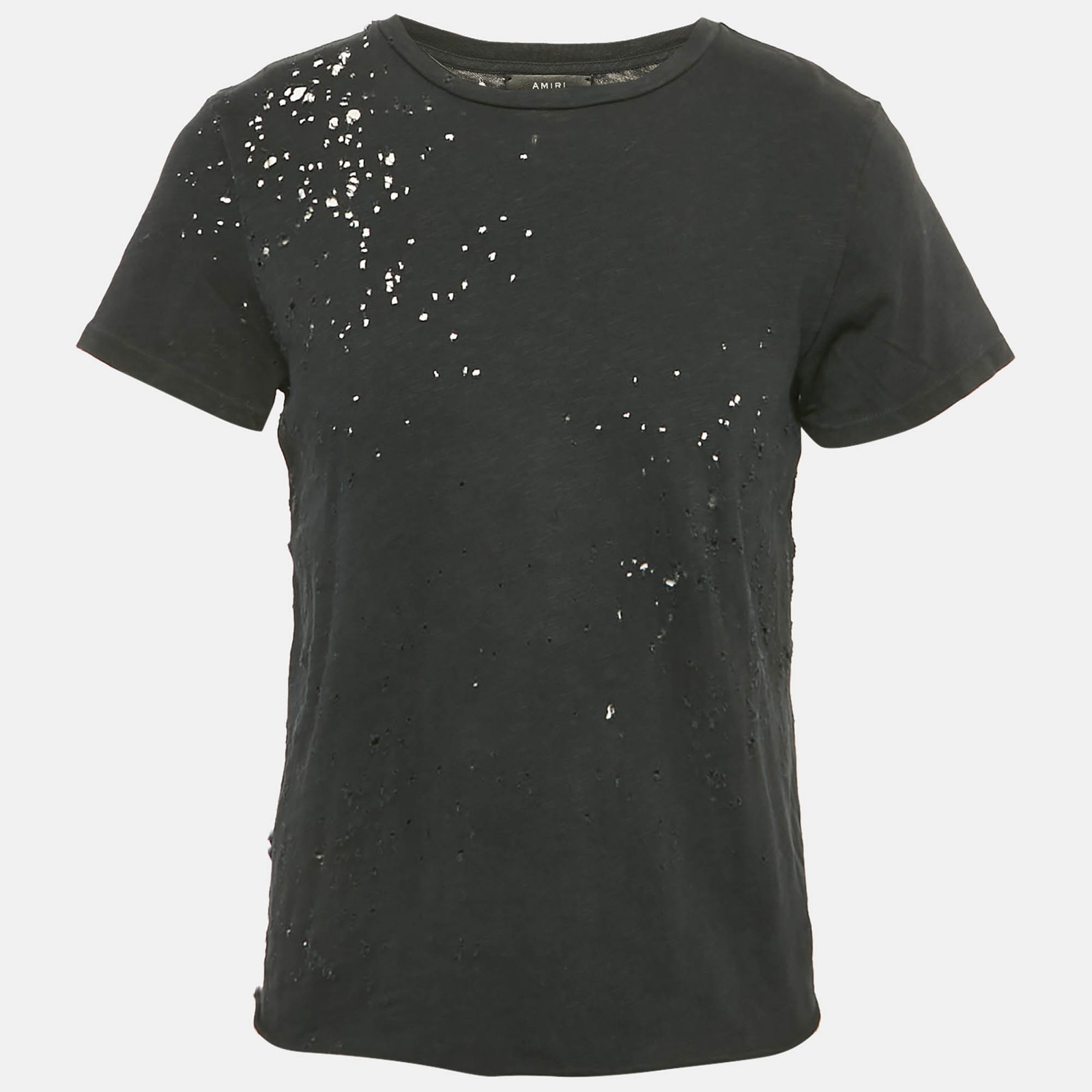 Amiri Black Washed Shotgun Cotton Crew Neck Short Sleeve TShirt S