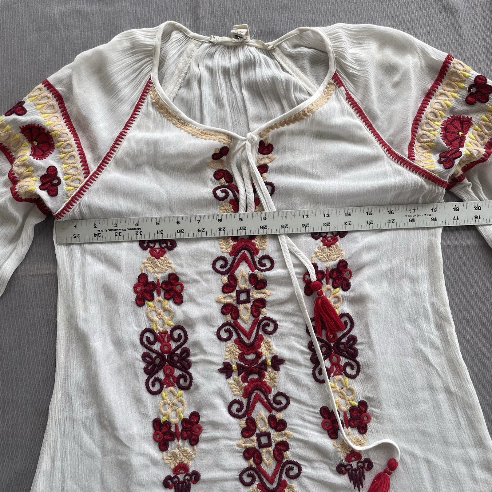 Chelsea & Violet Boho Peasant Blouse XS Romantic Sleeve Ukraine Folk Style GUC